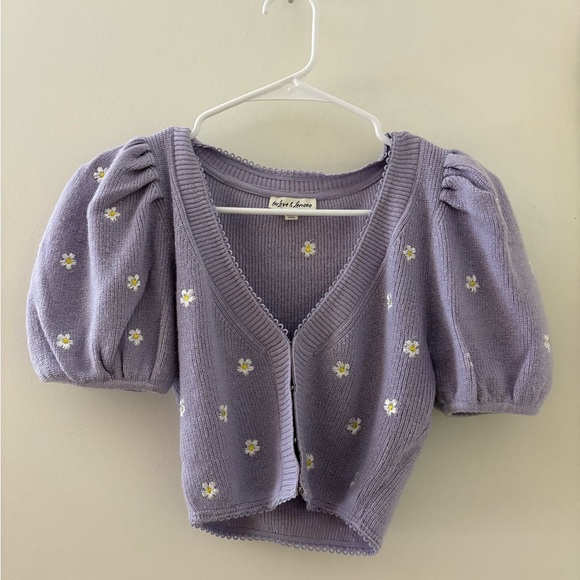 For Love And Lemons Tops - For Love And Lemons Lavender Knit with Floral Detail